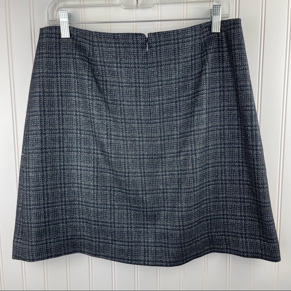 Theory Wool A-Line Skirt Blue Brady Plaid Size 10 - Picture 3 of 6